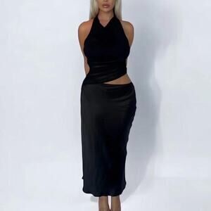 Black maxi dress halter dress